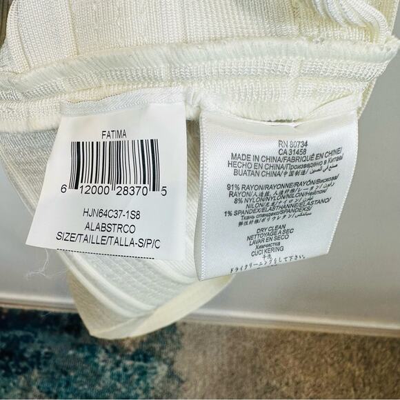 Herve Leger Fatima Gold Sequin Striped Bandage Dress White Alabaster Combo Small - Picture 14 of 16